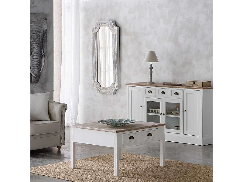 Specchio rettangolare in legno con rilievo grigio 60x120x5h