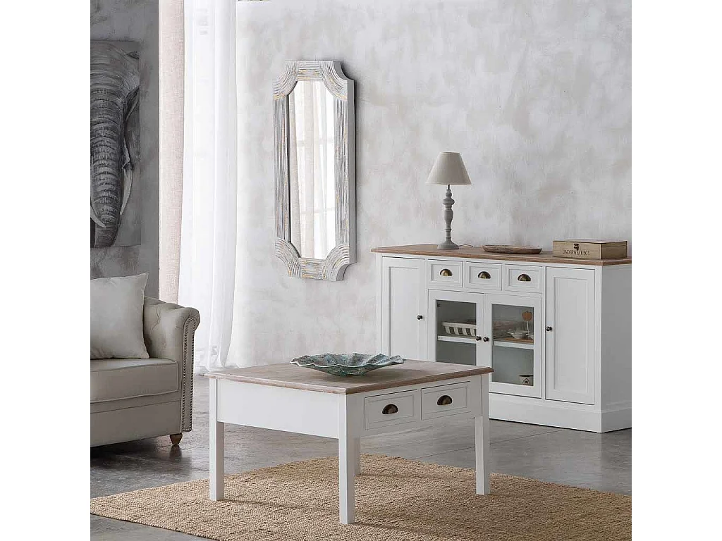 Specchio rettangolare in legno con rilievo grigio 60x120x5h