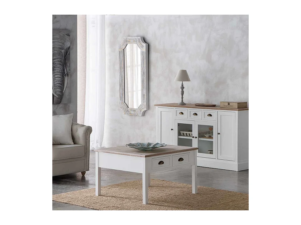 Miroir rectangulaire en bois avec relief gris 60x120x5h