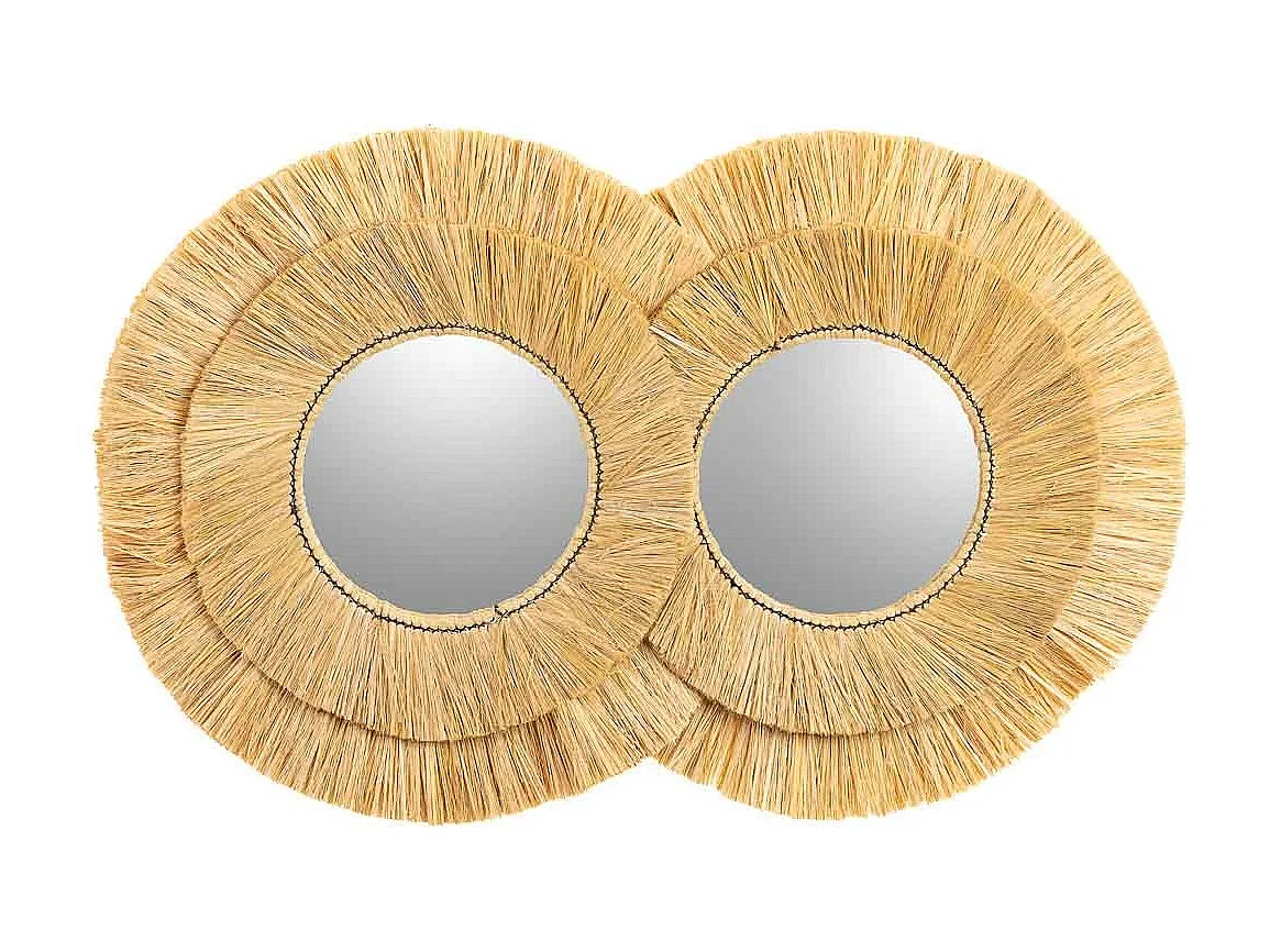 Specchio in fibra naturale marrone 116x73x3h