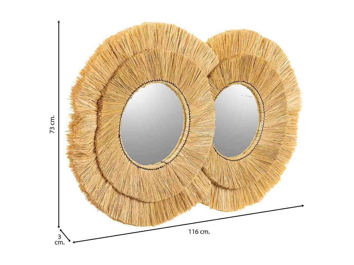 Specchio in fibra naturale marrone 116x73x3h