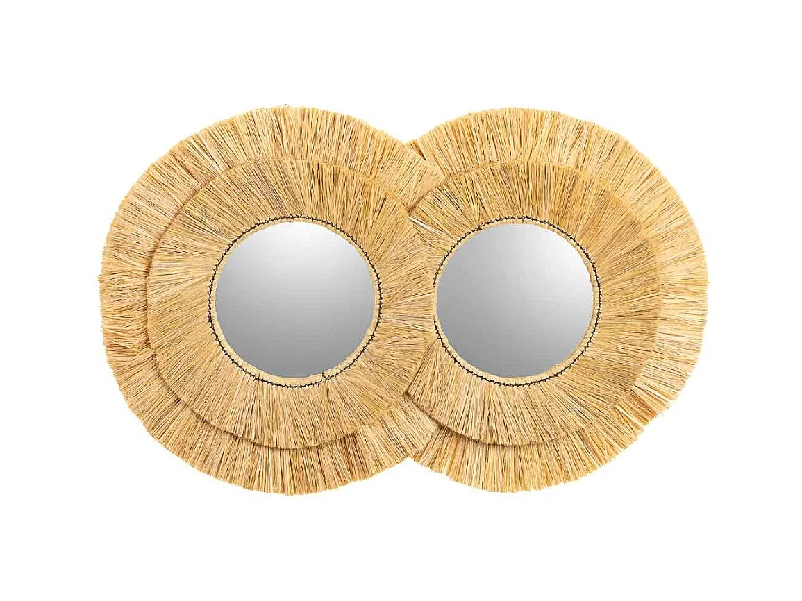 Miroir en fibre naturelle marron 116x73x3h