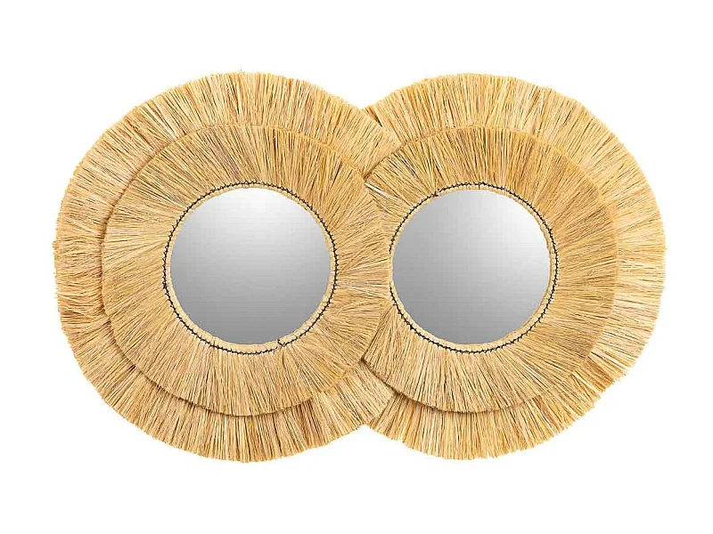 Espejo de fibra natural marrón 116x73x3