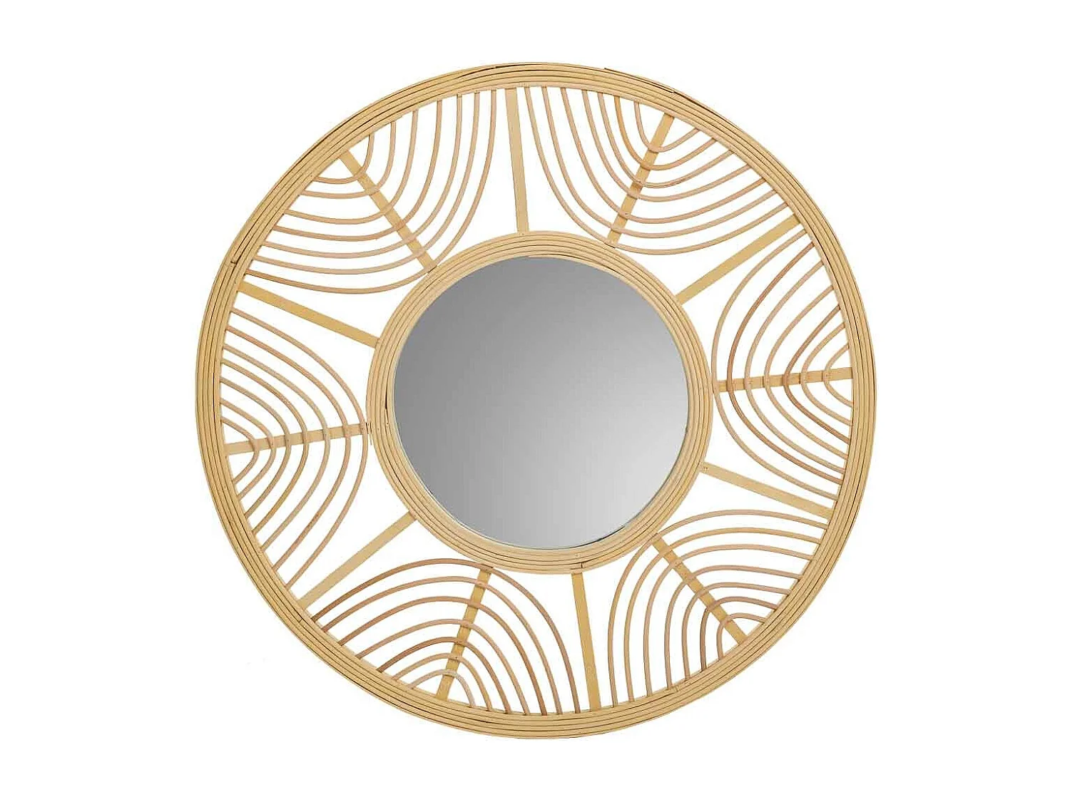Specchio in rattan e bambù marrone d55,5x2h