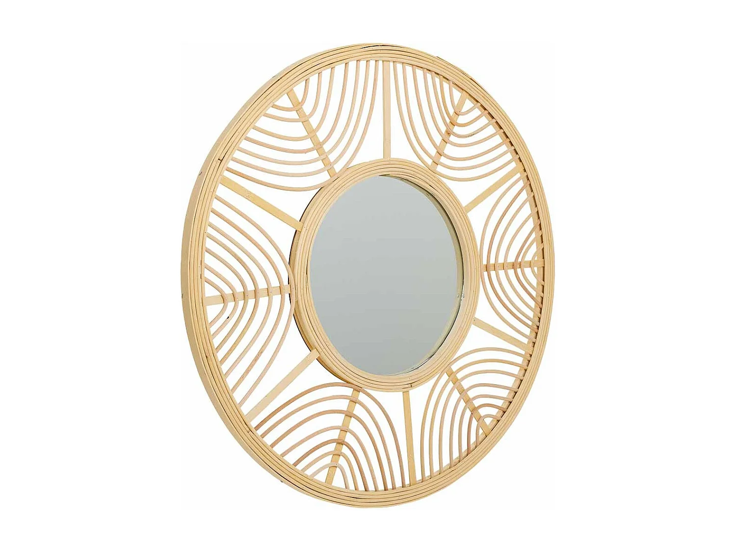 Specchio in rattan e bambù marrone d55,5x2h