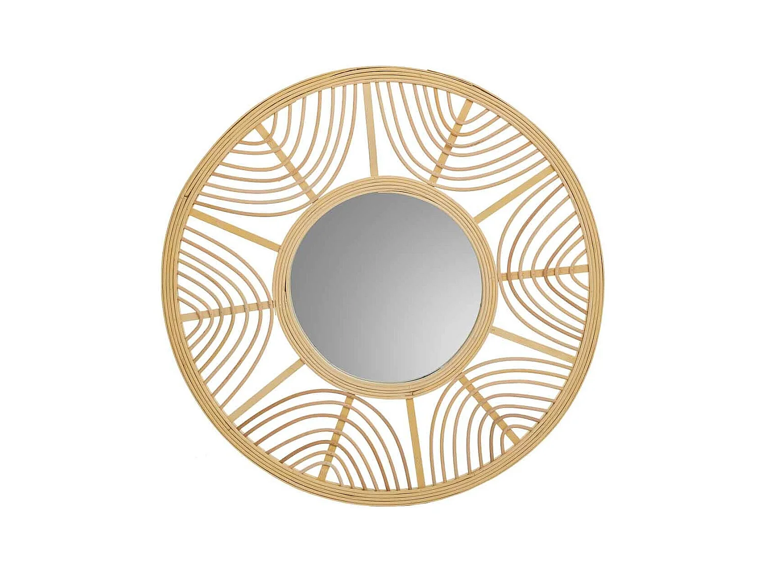 Miroir en rotin et bambou marron d55,5x2h