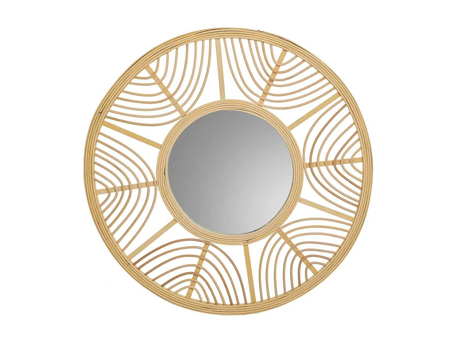 Specchio in rattan e bambù marrone d55,5x2h