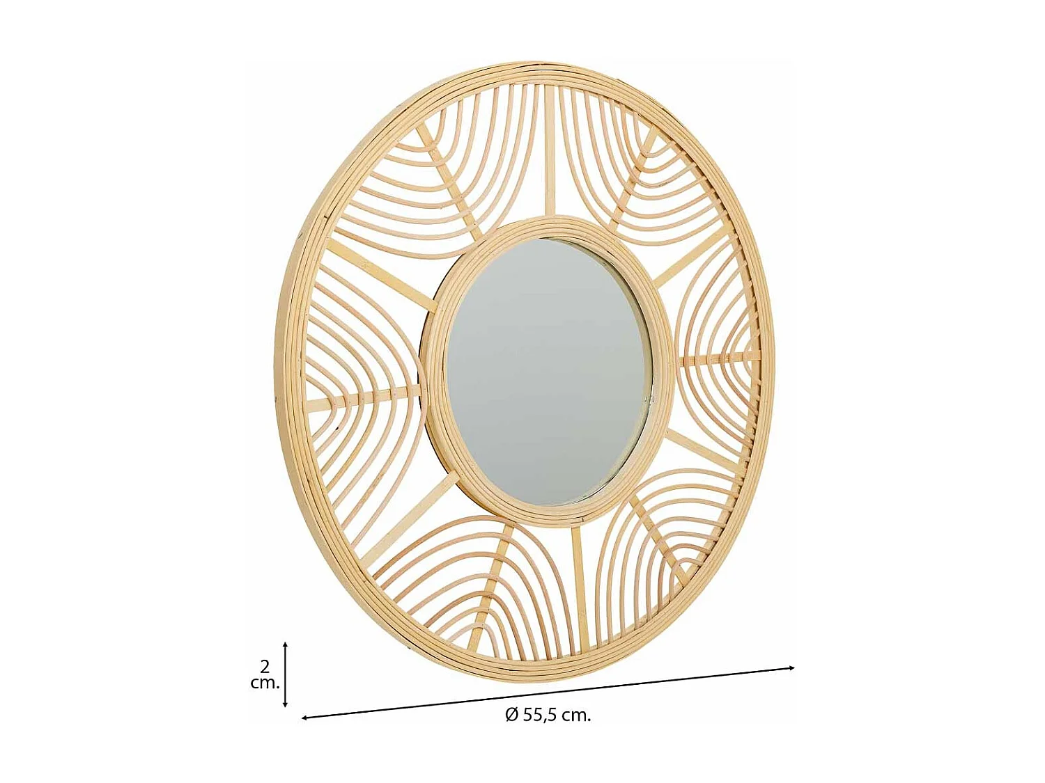 Specchio in rattan e bambù marrone d55,5x2h