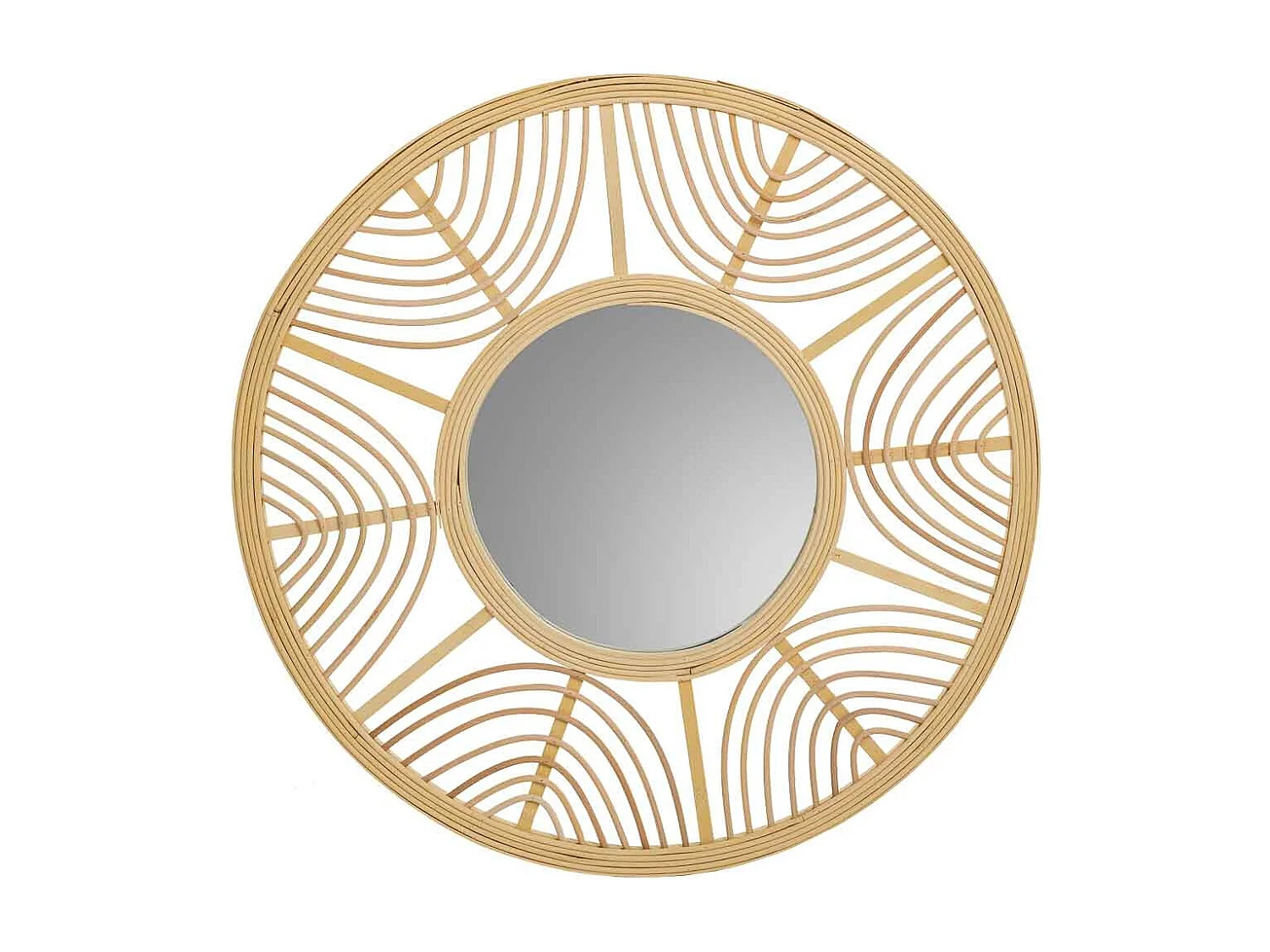 Espejo de ratán y bambú marrón d55,5x2