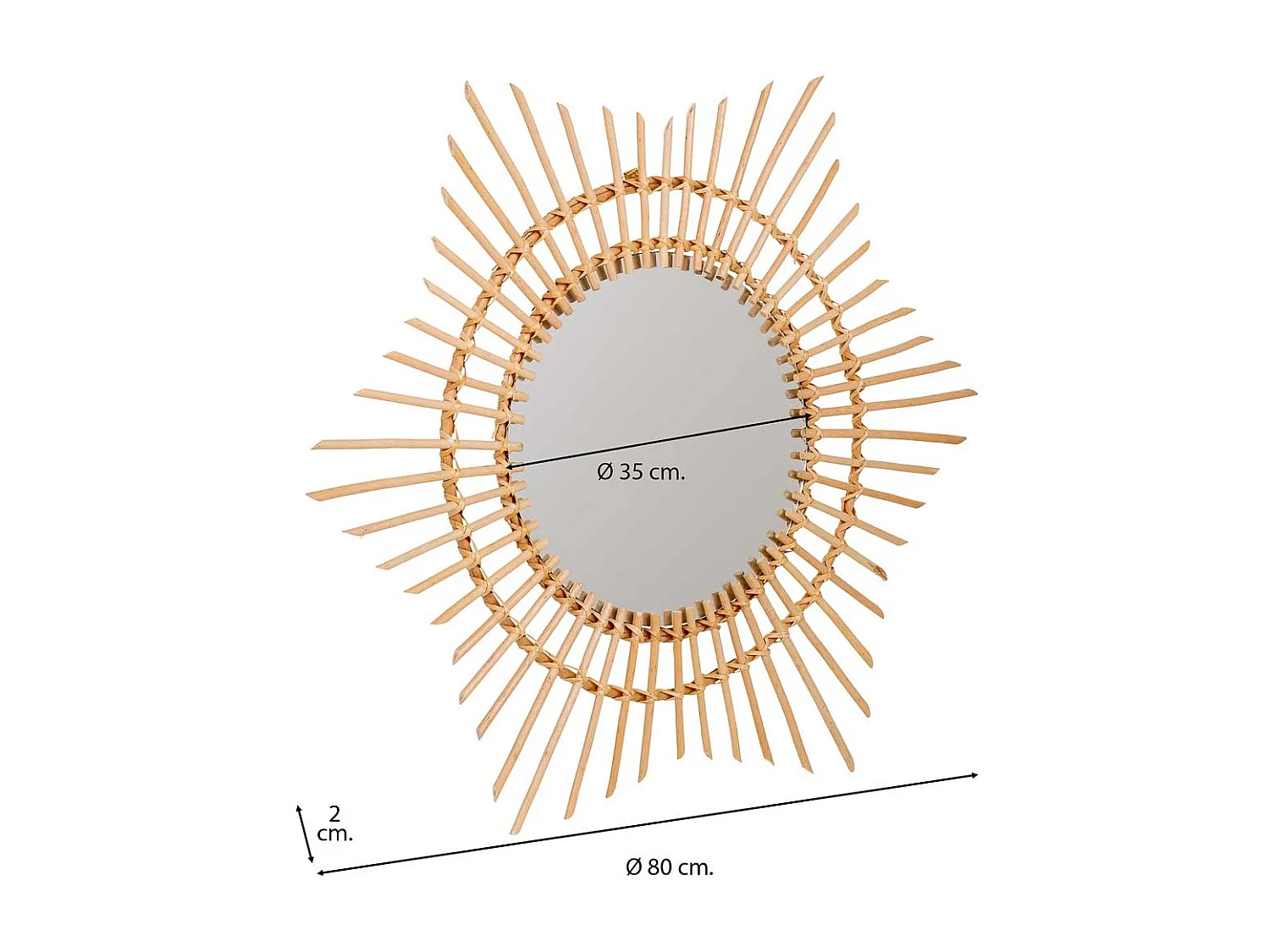 Miroir en bambou marron d80/35x02h