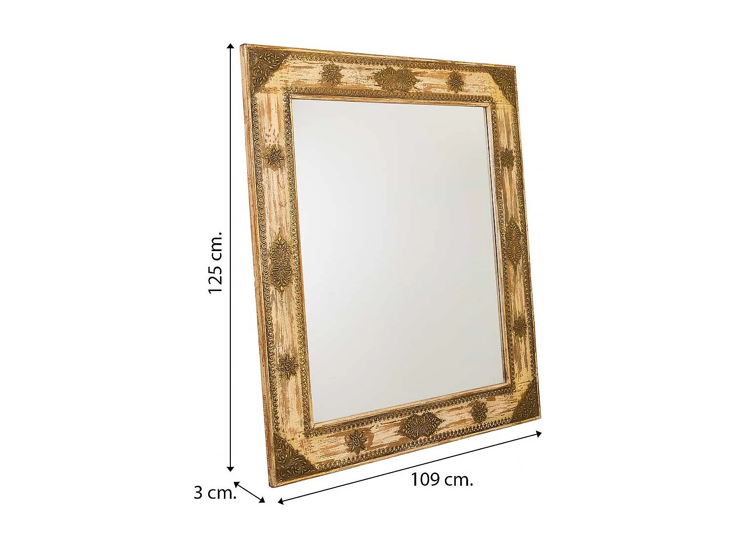 Brauner Holzspiegel 109x3x125h cm