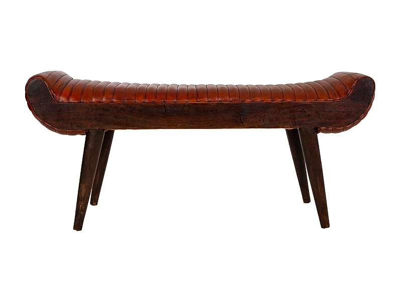 Sgabello in pelle marrone 125x51x38h