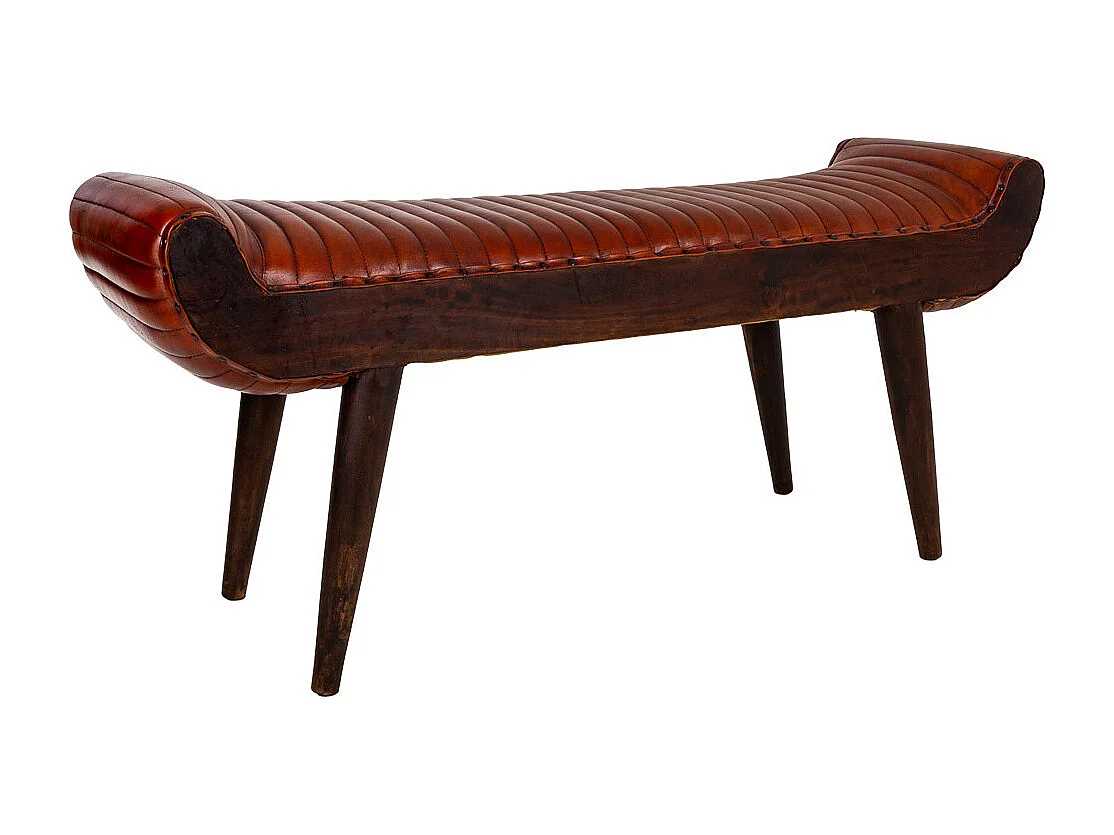 Braune Lederbank 125x51x38h cm