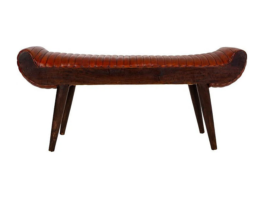 Braune Lederbank 125x51x38h cm