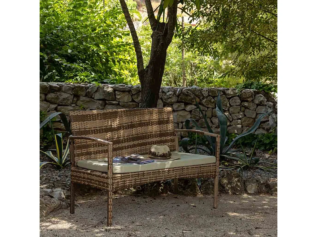 Banc en rotin gris 110x55x85