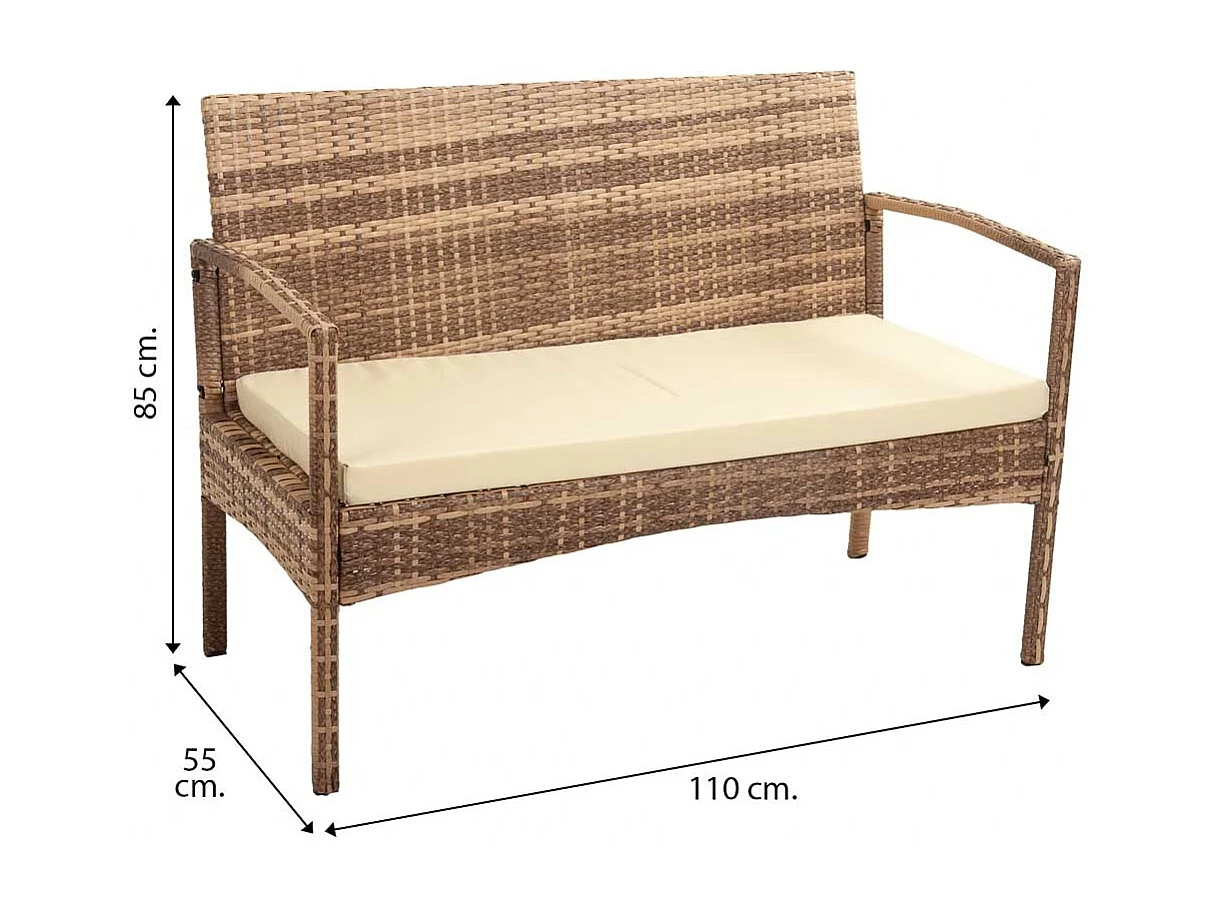 Banc en rotin gris 110x55x85