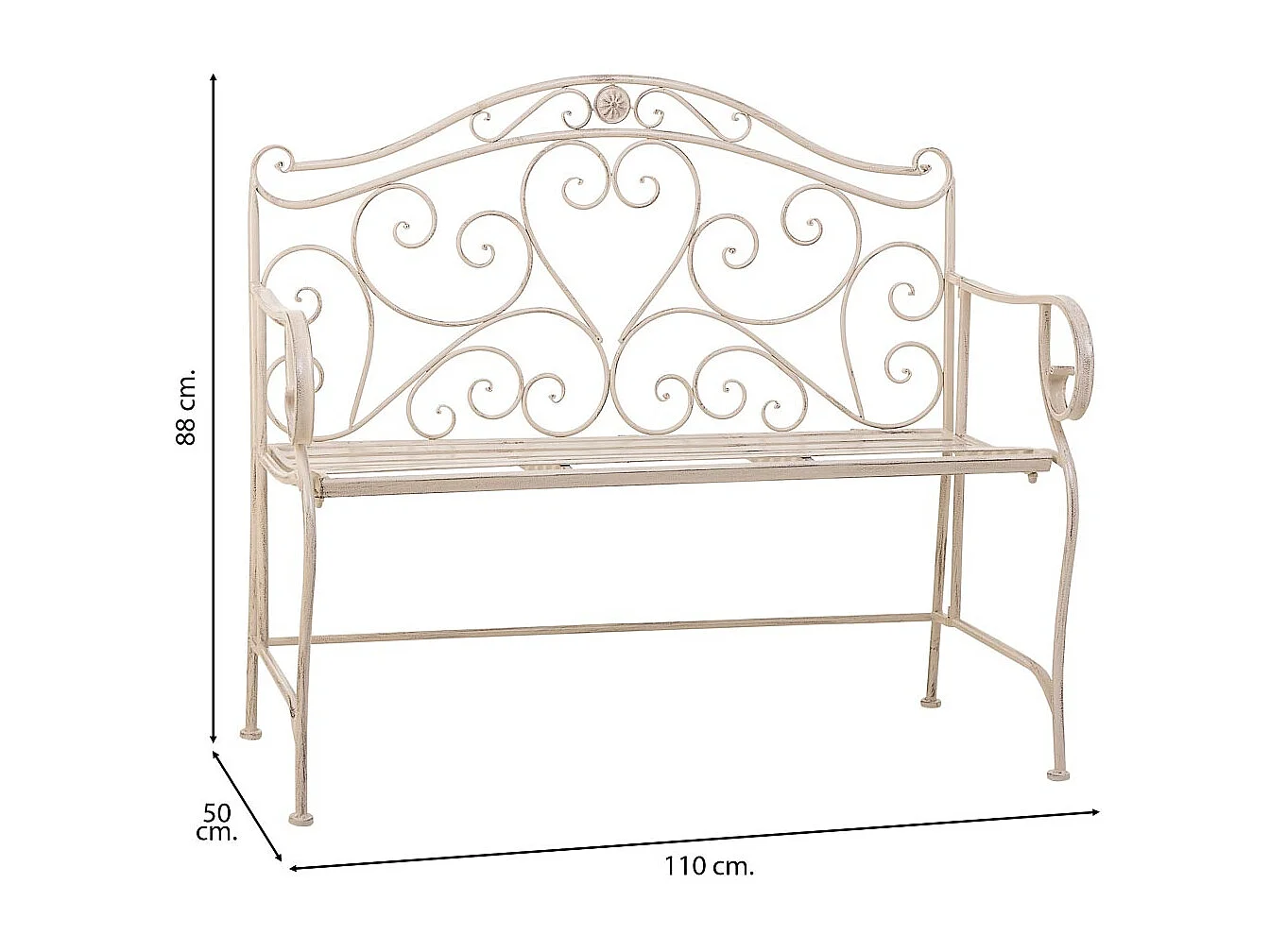 Banco de forja blanco 110x50x88