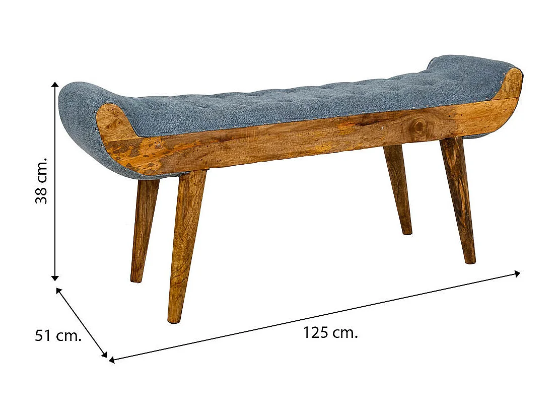 Sgabello in pelle blu 125x51x38h