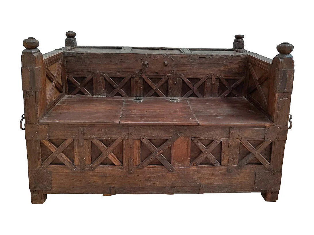 Banco de madeira marrom 144x84x99hcm