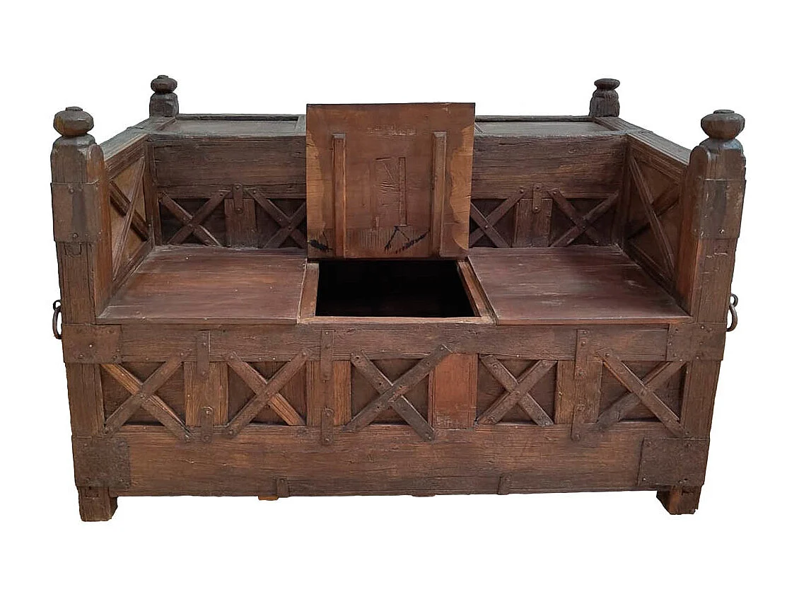 Banco de madeira marrom 144x84x99hcm