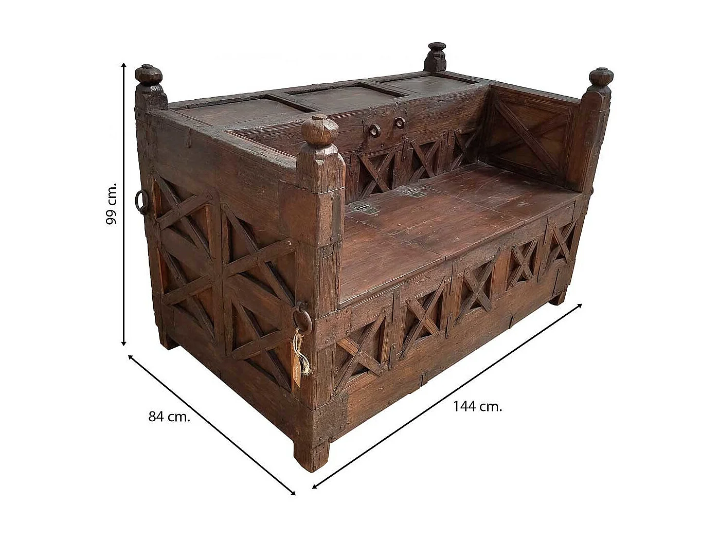 Banco de madeira marrom 144x84x99hcm