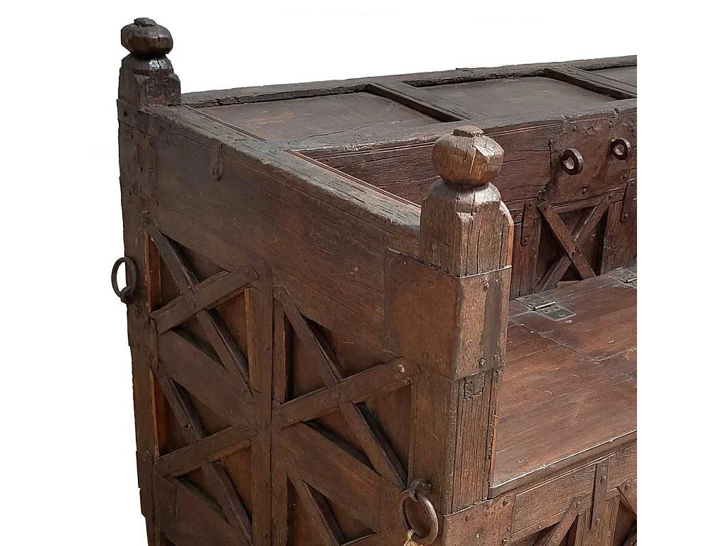 Banco de madeira marrom 144x84x99hcm