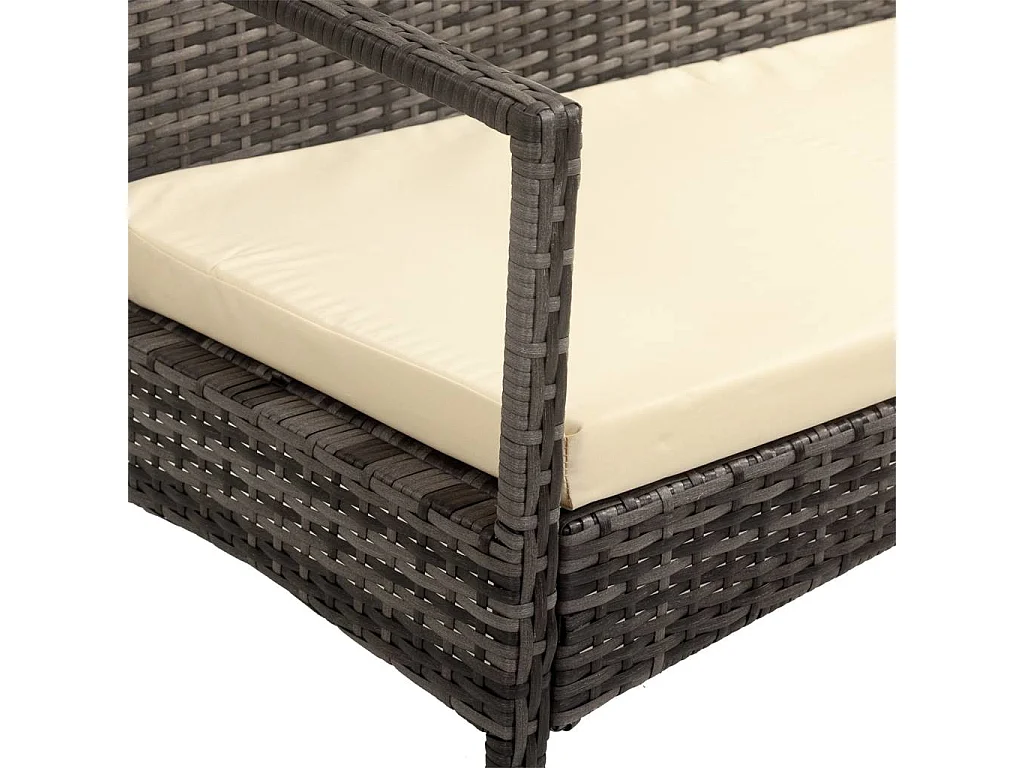 Banc en rotin gris 110x55x85h cm