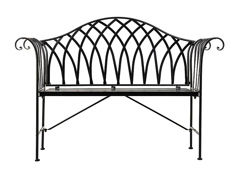 Banc en fer forgé noir 110x50x88h