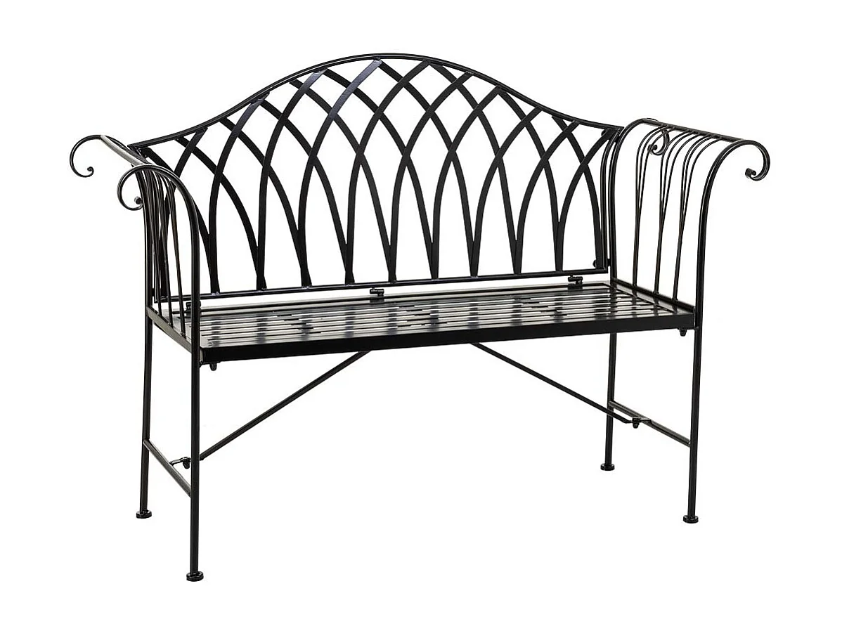 Banc en fer forgé noir 110x50x88h