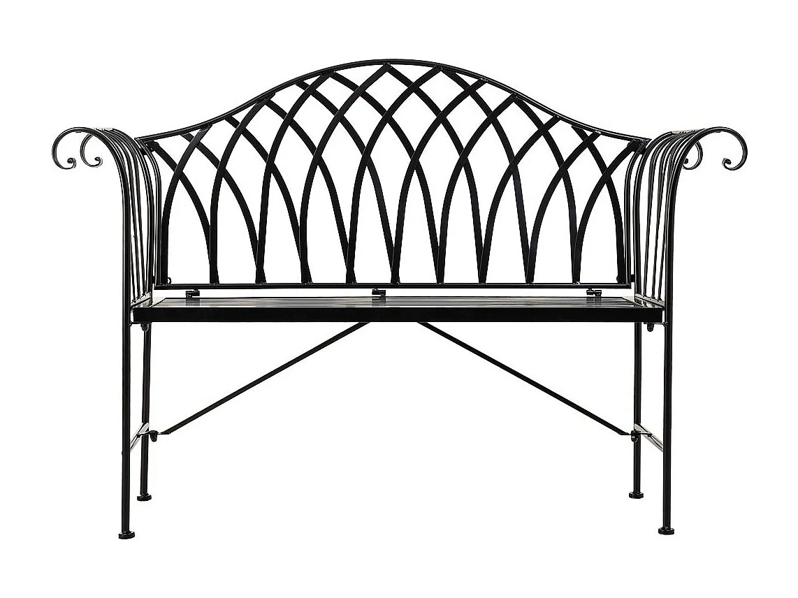 Banc en fer forgé noir 110x50x88h