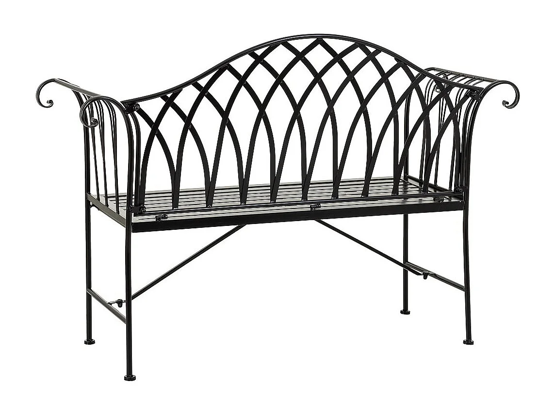 Banc en fer forgé noir 110x50x88h