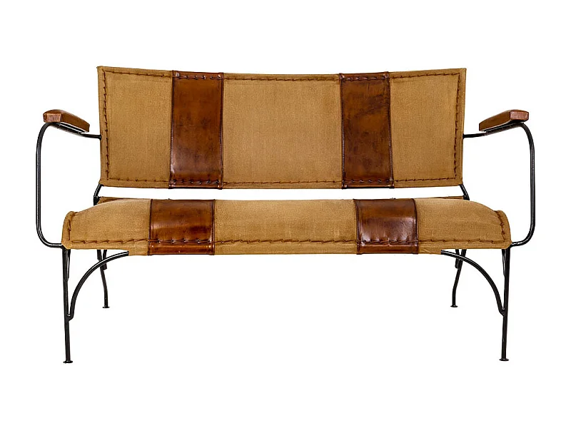 Sgabello in metallo e pelle marrone 127x71x76h