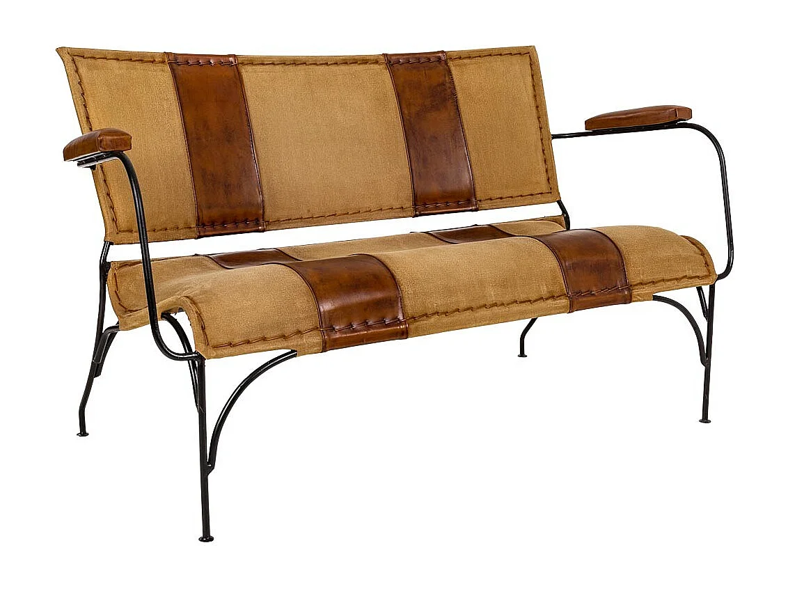 Sgabello in metallo e pelle marrone 127x71x76h