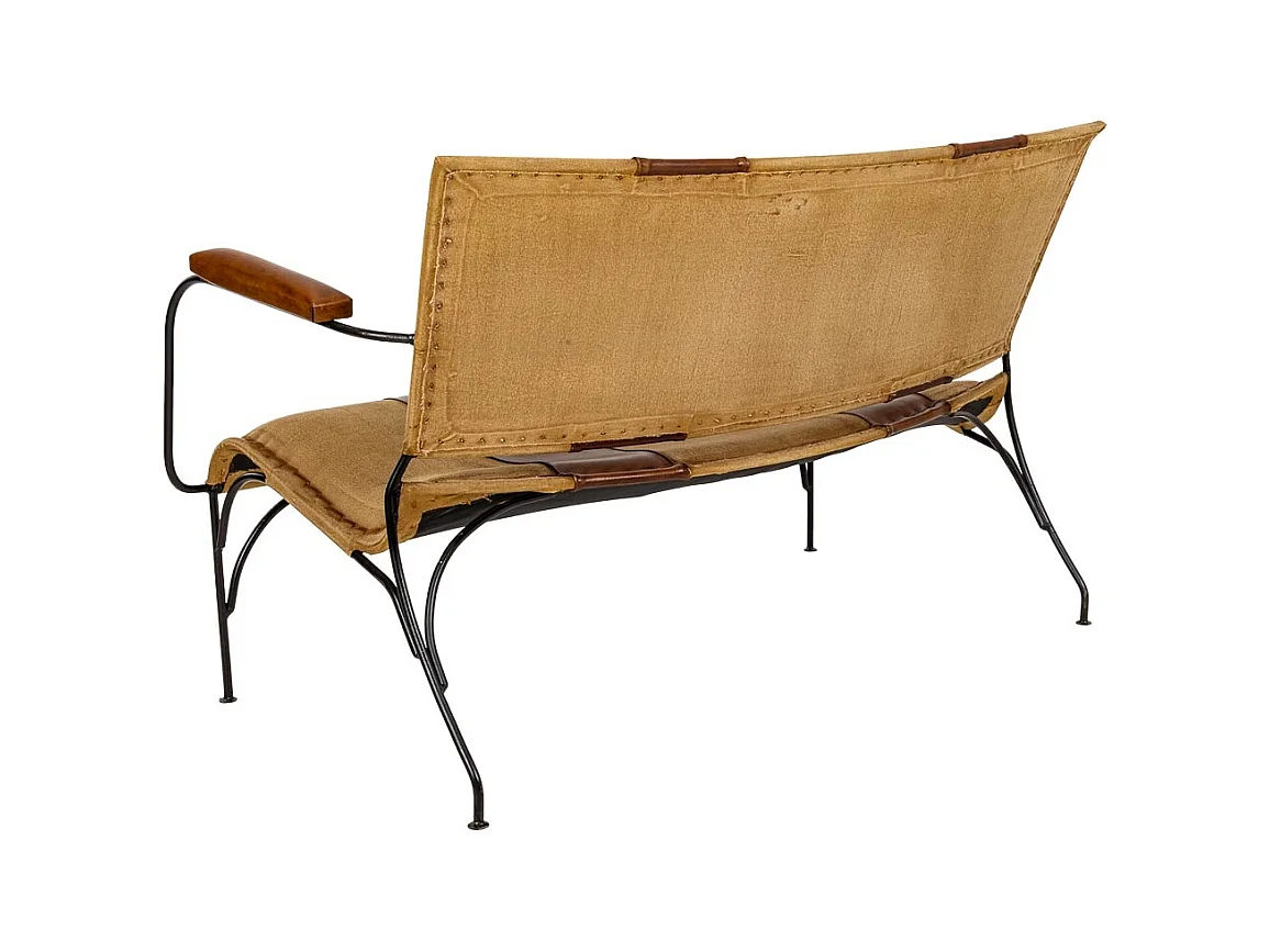 Sgabello in metallo e pelle marrone 127x71x76h