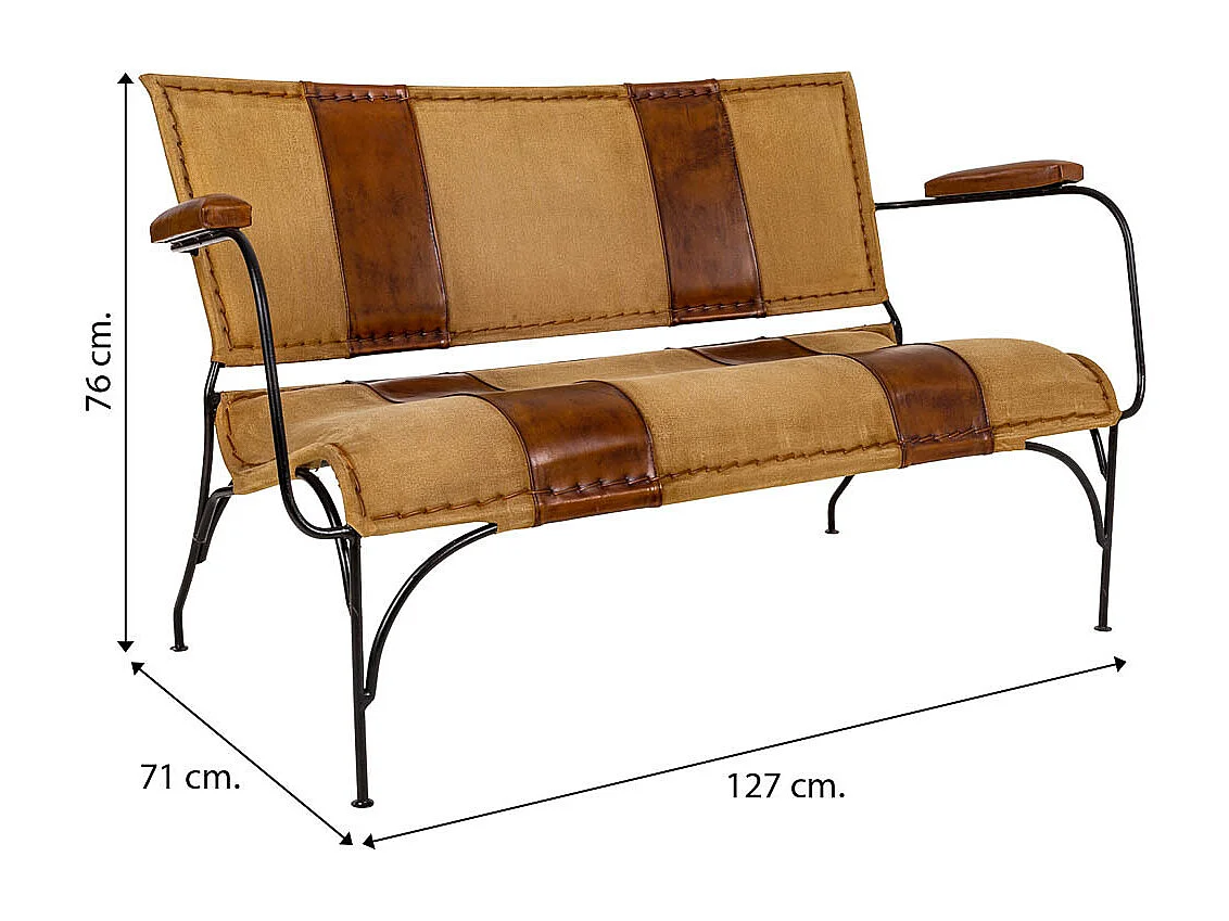 Sgabello in metallo e pelle marrone 127x71x76h