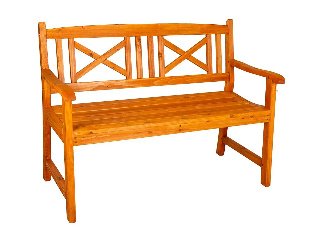 Orangefarbene Holzbank 120x60x90h cm