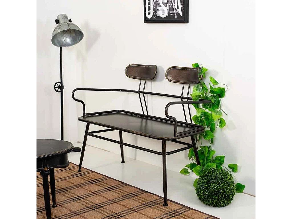 Banc 2 places en métal 122x53,5x88,5h