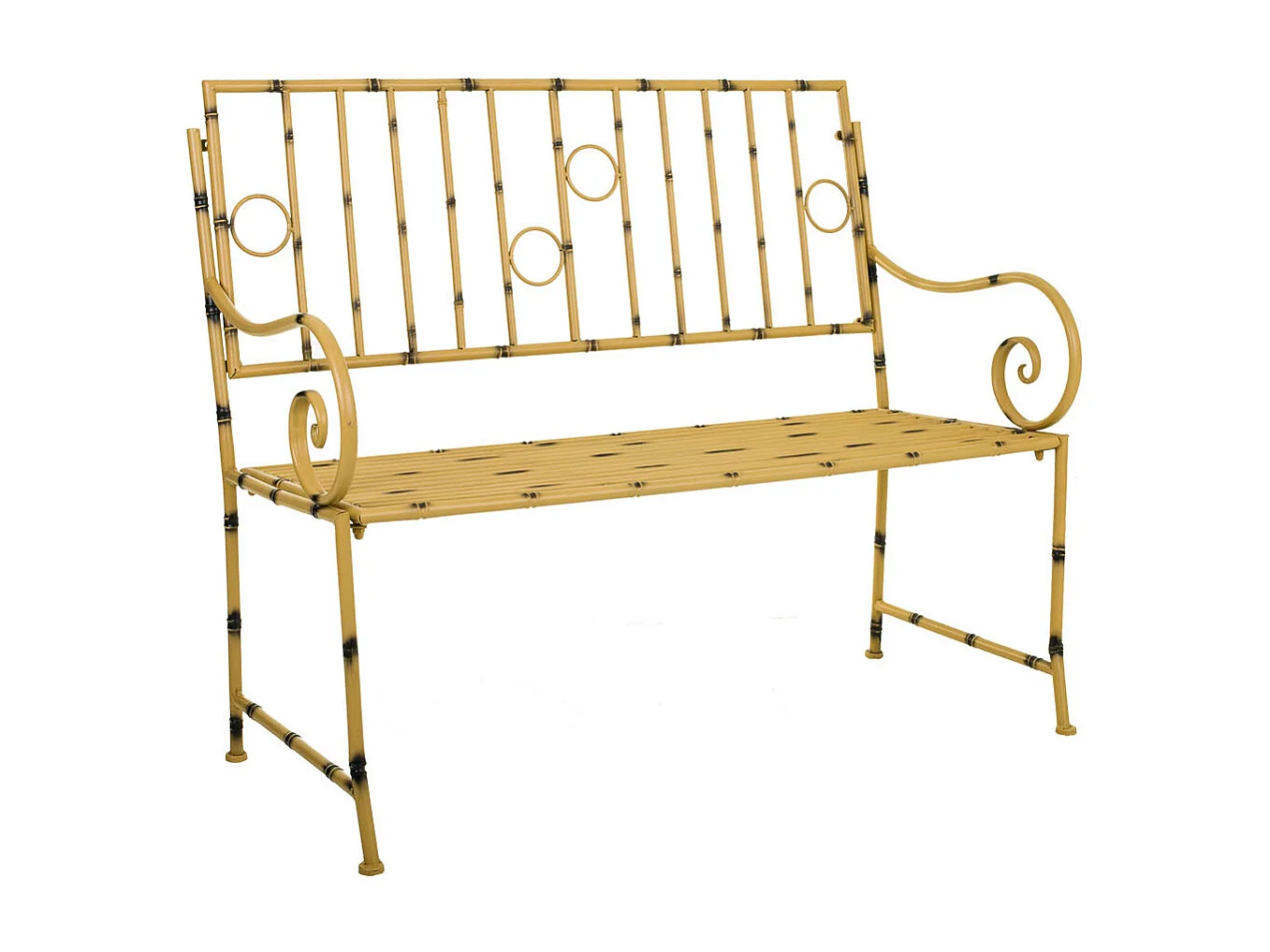 Banc en métal jaune 126x50x92h