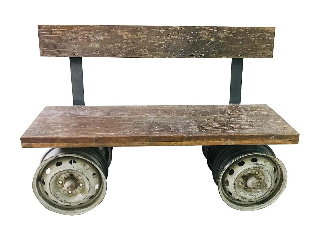 Braune Holz- und Metallbank 142x44x98h cm