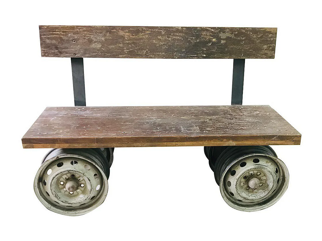 Banc en bois et métal marron 142x44x98h