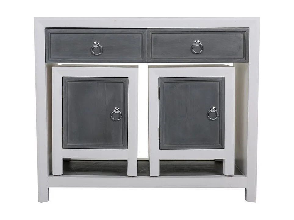 Haltafel en twee houten krukken in witte en grijze lak, 3-delige set met unieke stijl en comfort