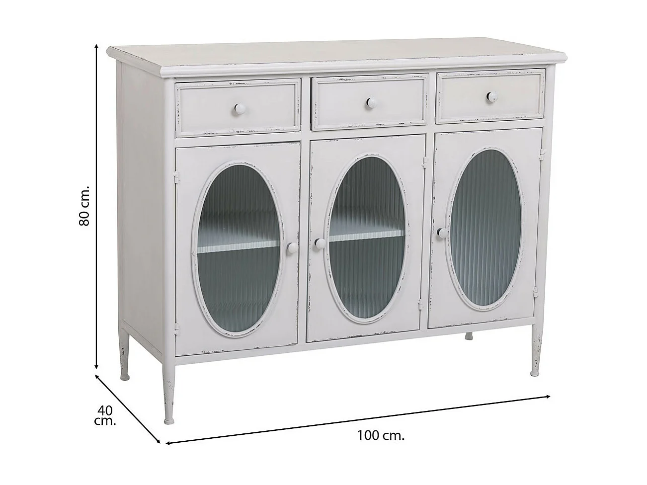 Aparador de metal branco 100x40x80