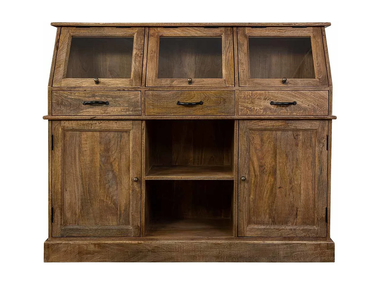 Buffet en bois vieilli marron 129x45x106h