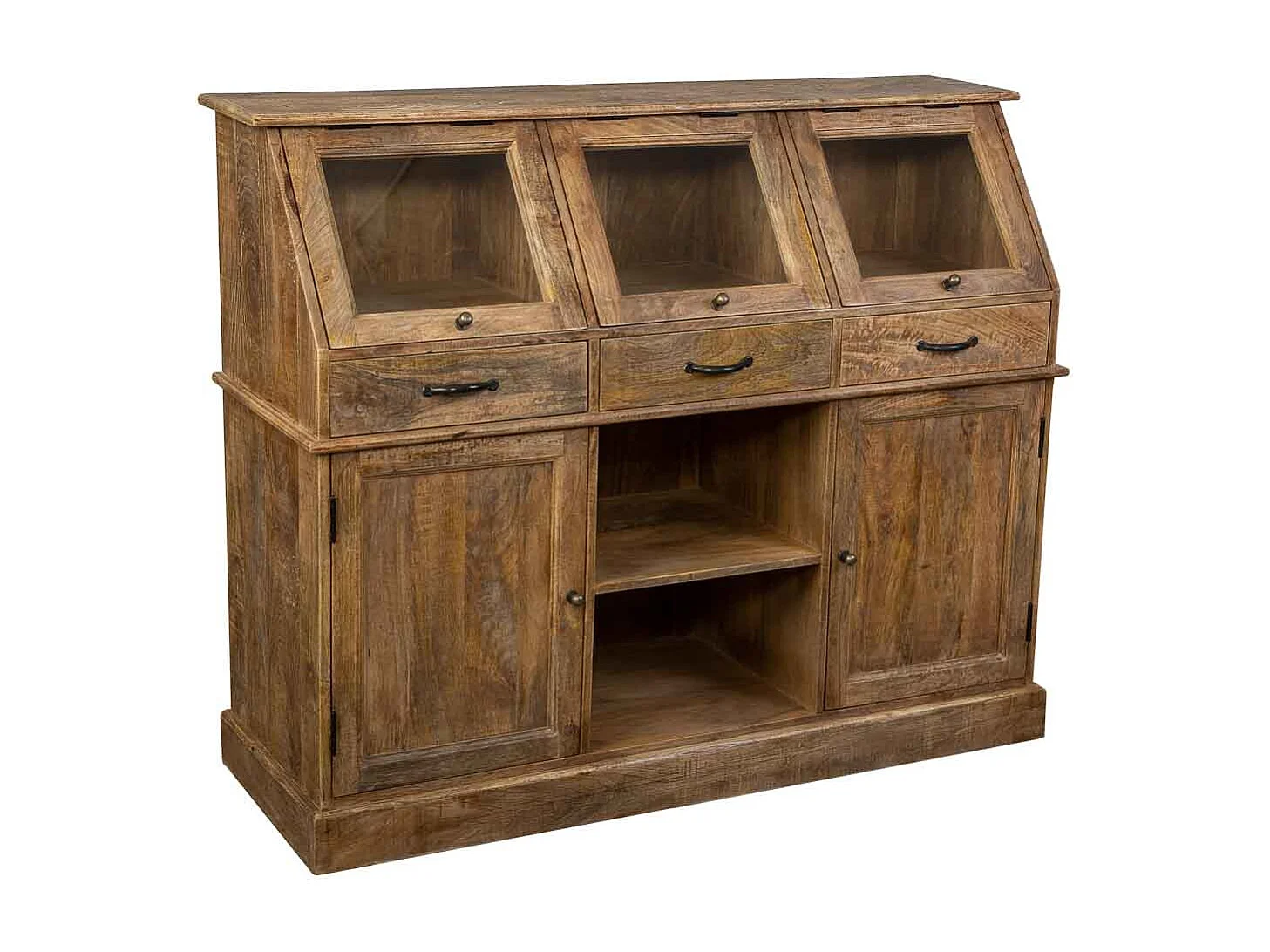 Buffet en bois vieilli marron 129x45x106h