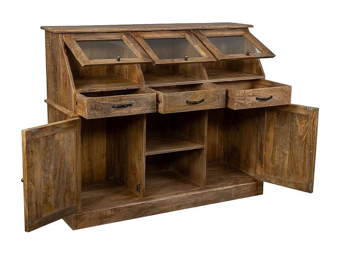 Buffet en bois vieilli marron 129x45x106h
