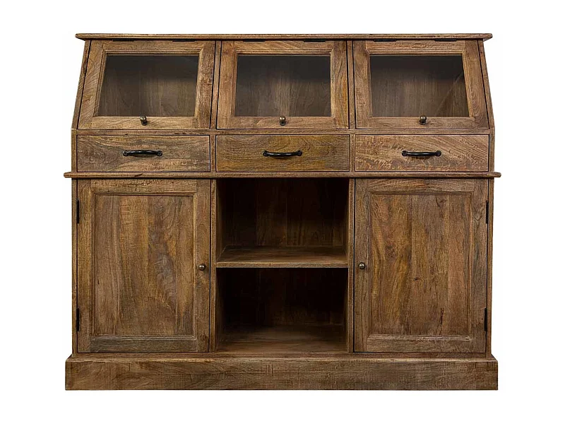 Buffet en bois vieilli marron 129x45x106h