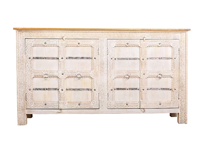 Credenza in legno bianco 190x45x105h