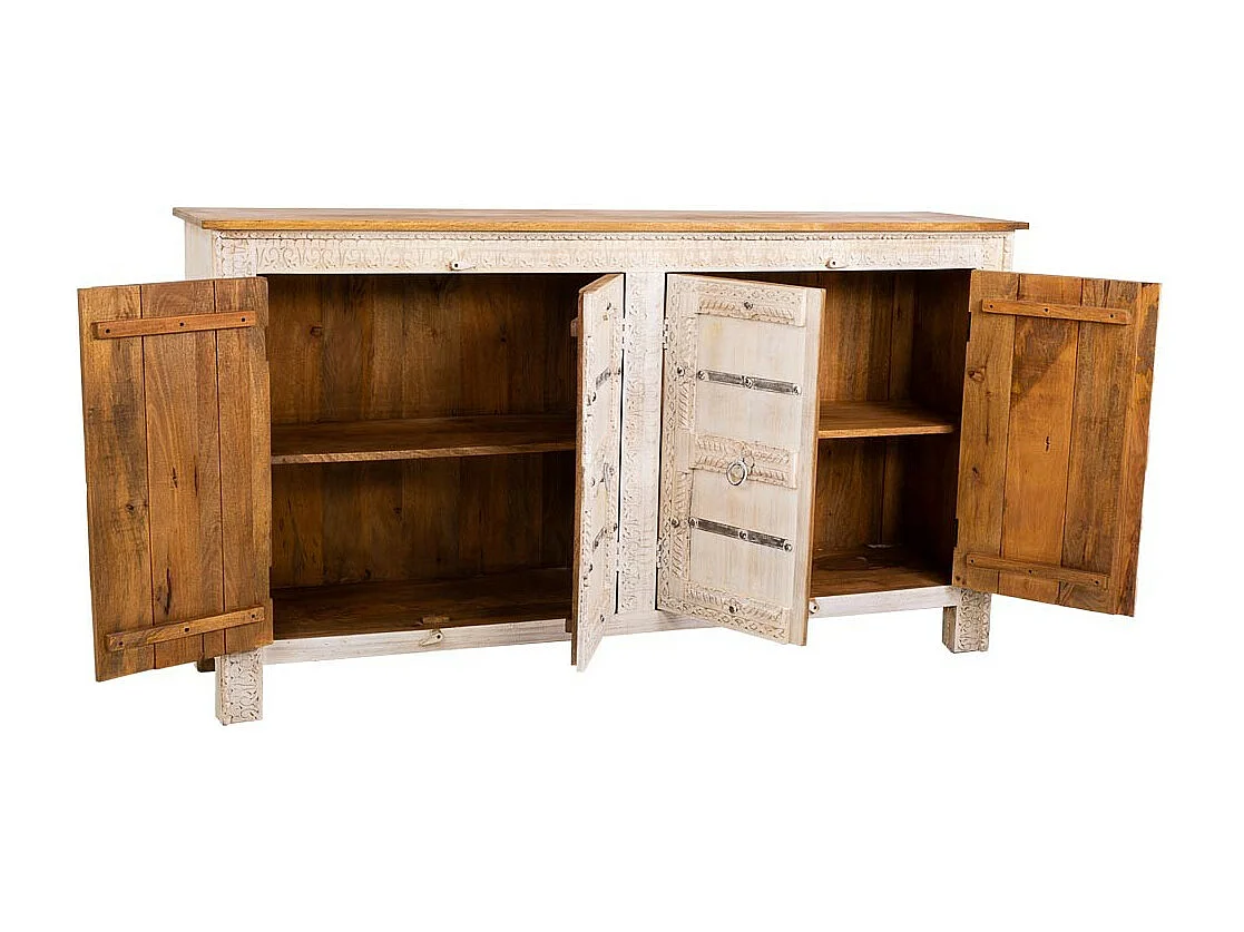 Aparador de madeira branco 190x45x105