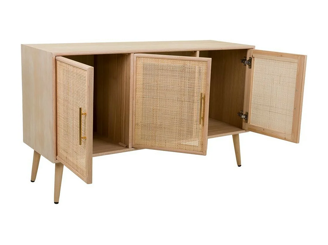 Aparador de madeira e malha marrom 120x41,5x71