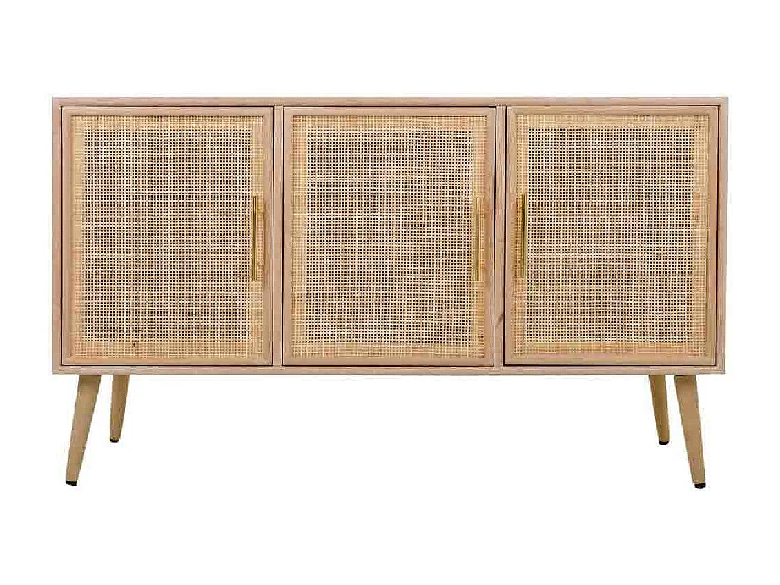 Aparador de madeira e malha marrom 120x41,5x71